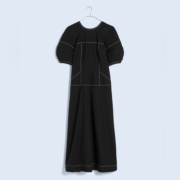 Madewell Puff-Sleeve Drop-Waist Midi Dress - S - Picture 3 of 6